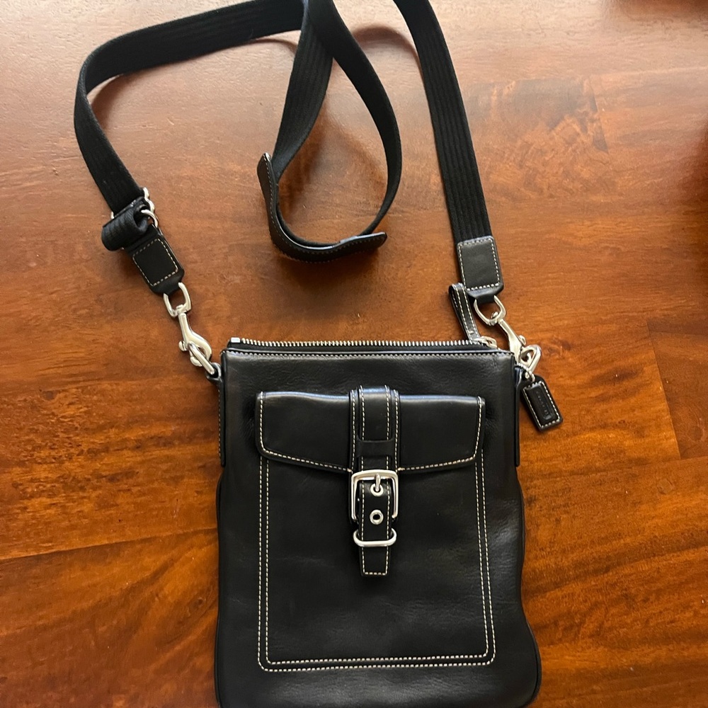 Coach Hampton Black Leather Crossover Bag